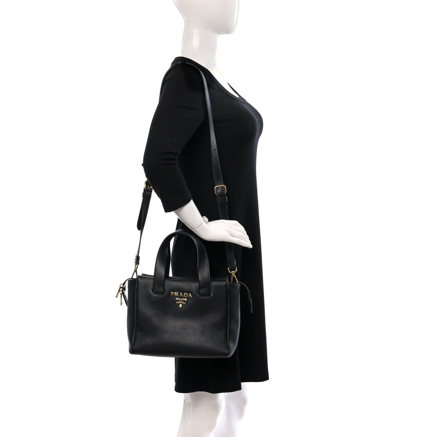 Prada Vitello Cervo Mini Satchel Black 2 of 9