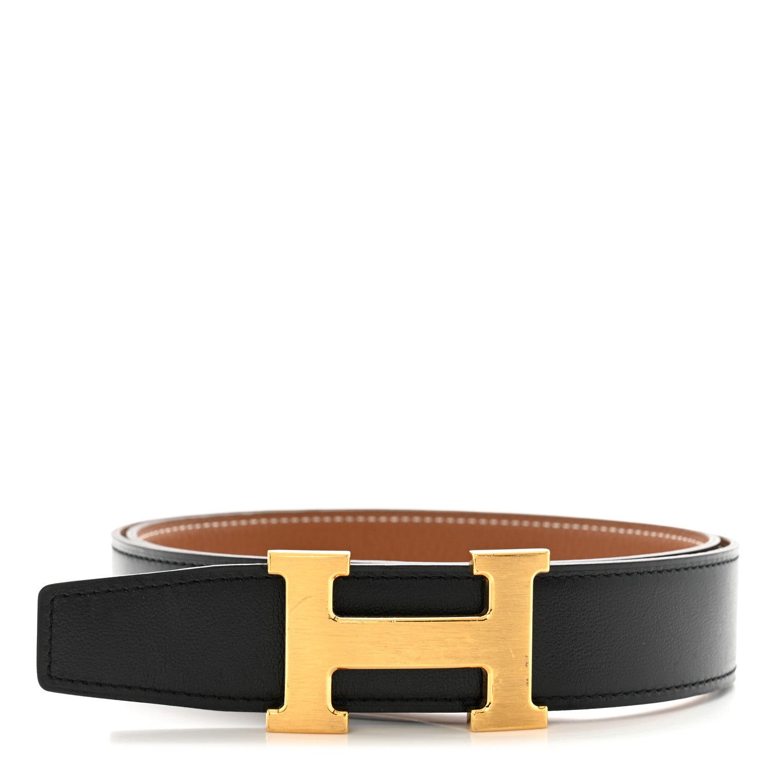Hermes Box Togo 32mm H Belt 80 32 Black Gold 1 of 8