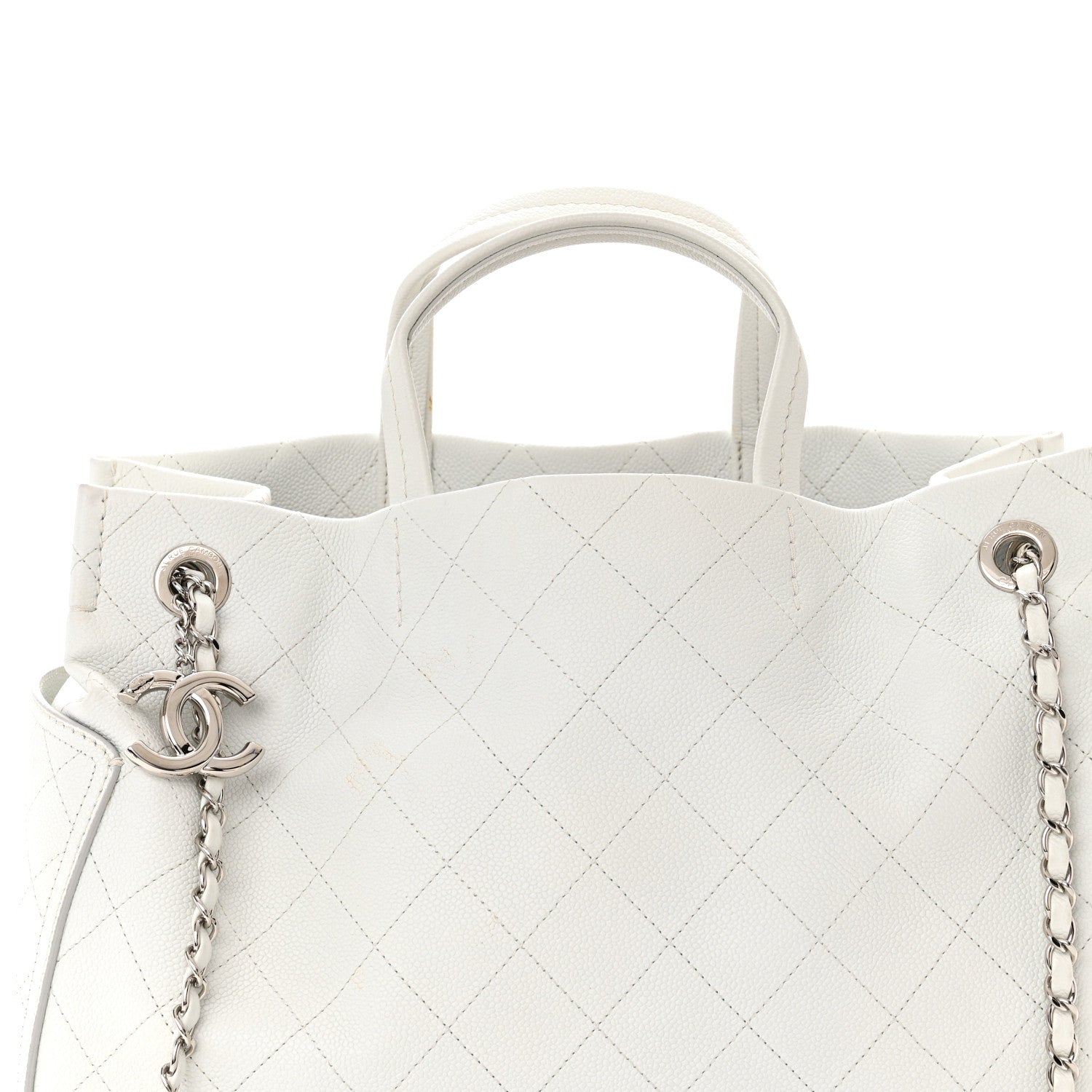 Chanel Grained Calfskin CC Pocket Tote White 8 of 12