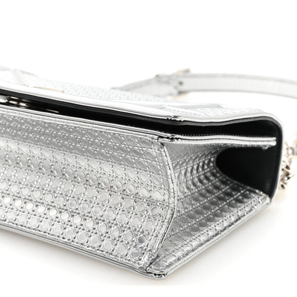 Christian Dior Metallic Patent Micro-Cannage Small Diorama Flap Bag Silver 9 of 9