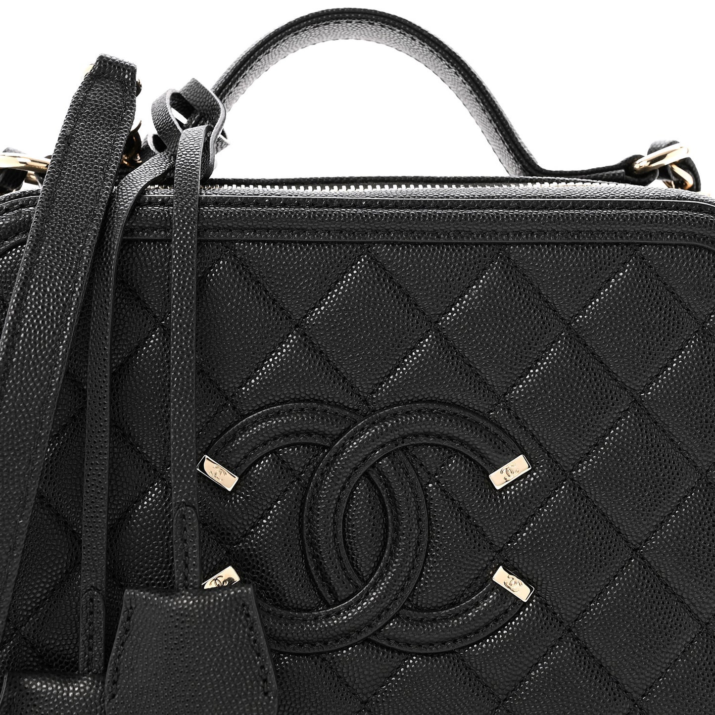 Caviar Quilted Medium CC Filigree Vanity Case Black
