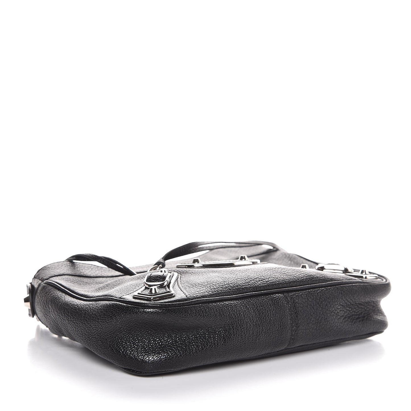 Chevre Silver Metallic Edge Hardware Hip Black