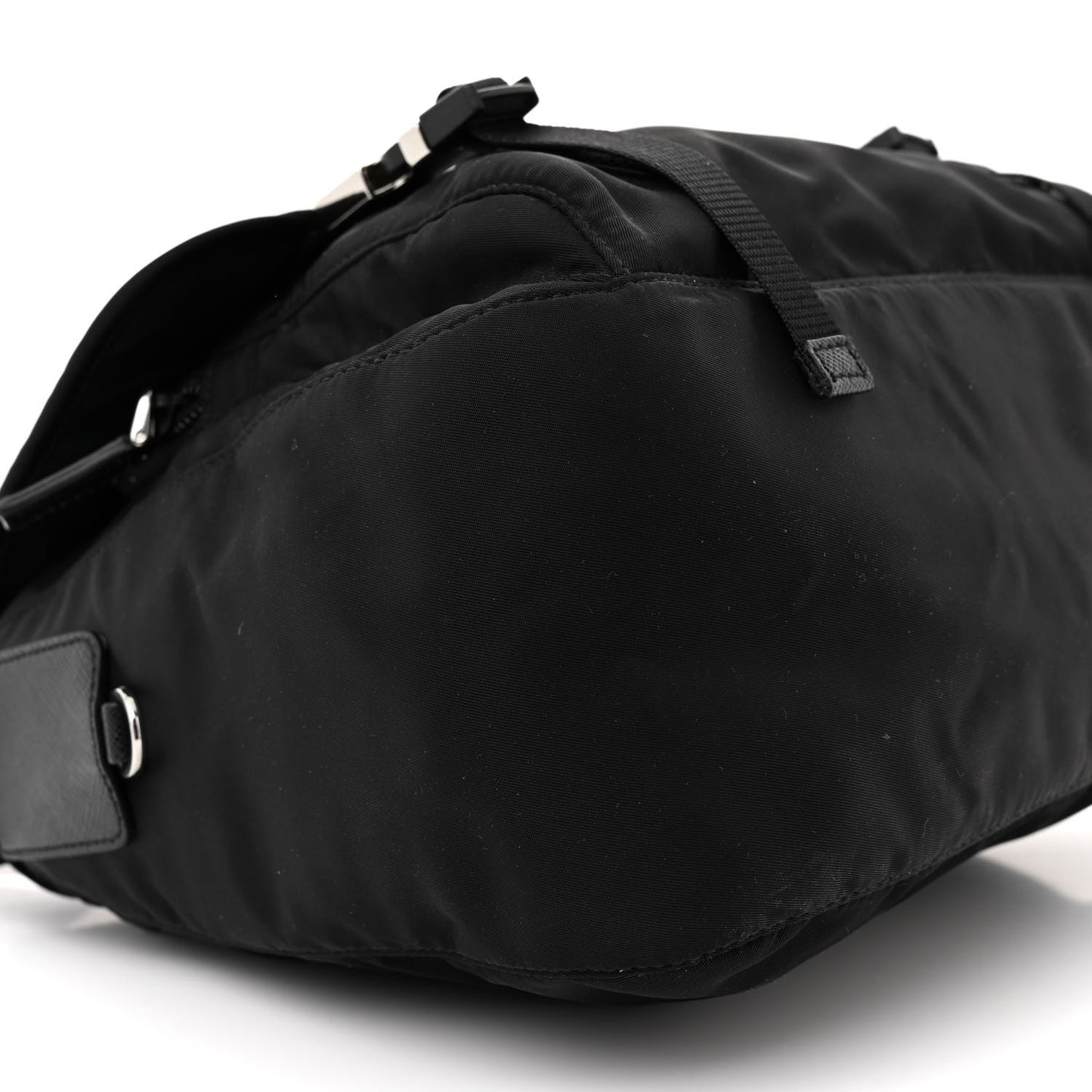 Nylon Vela Double Snap Buckle Messenger Bag Black