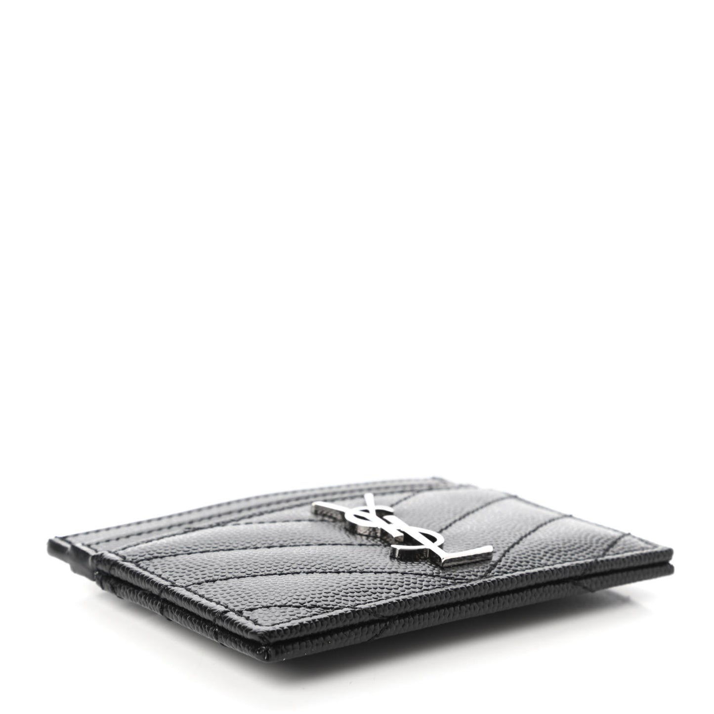 Grain De Poudre Matelasse Chevron Monogram Credit Card Case Black