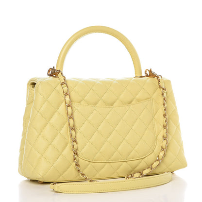 Chanel Caviar Quilted Small Coco Handle Flap Yellow 4 of 9