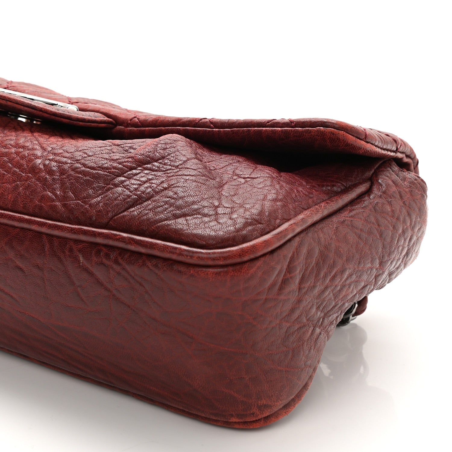 Chanel Distressed Lambskin Lady Braid Flap Burgundy 10 of 11