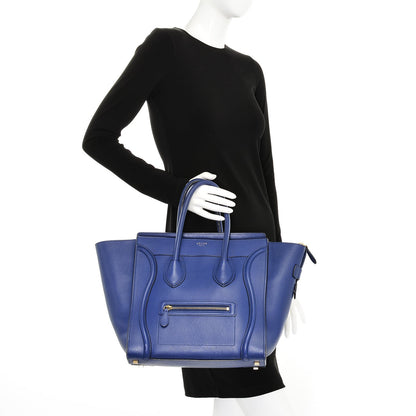 Celine Drummed Calfskin Mini Luggage Indigo 2 of 13