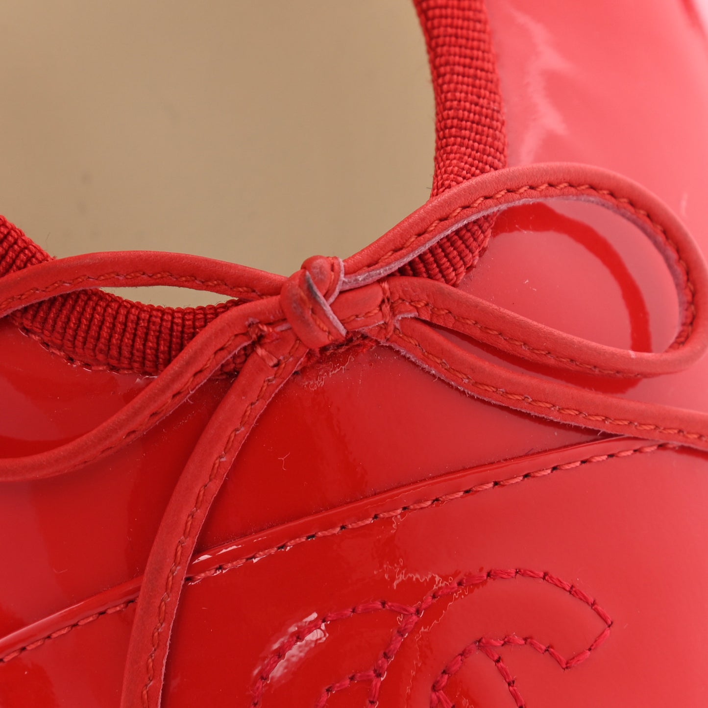 Patent CC Cap Toe Ballerina Flats 38 Red
