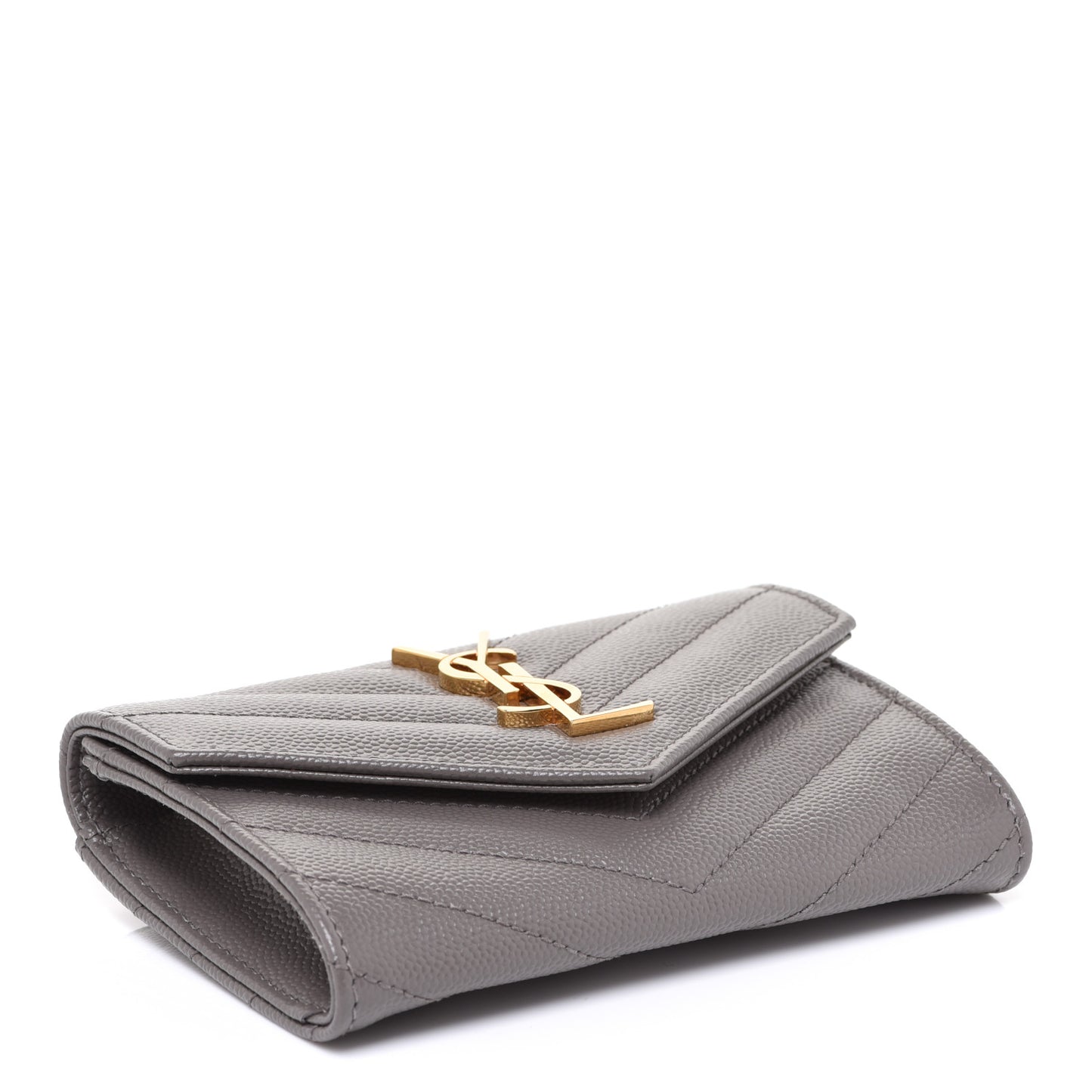 Grain De Poudre Matelasse Chevron Small Monogram Envelope Wallet Pebble