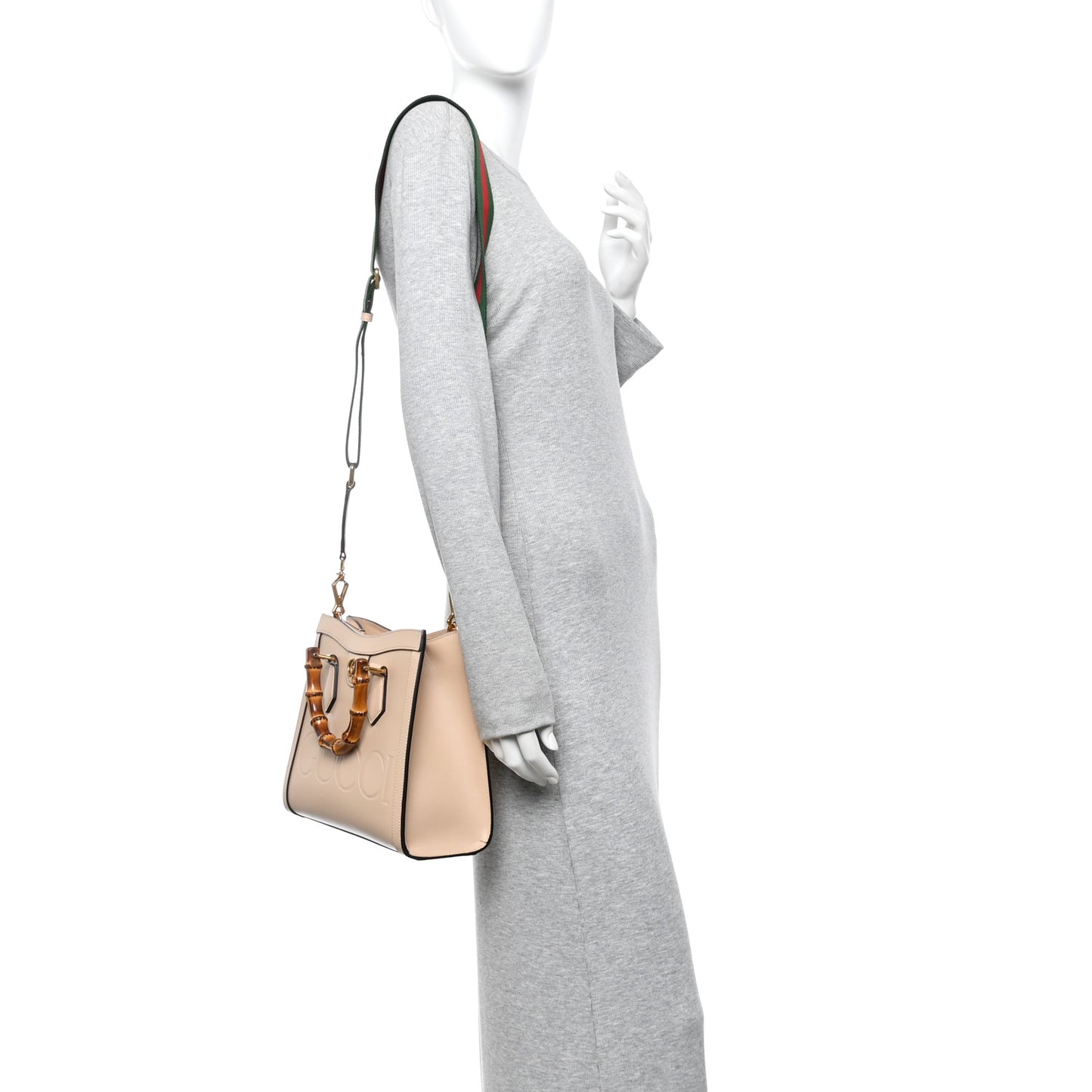 Calfskin Gucci Embossed Small Diana Tote Bag Pink