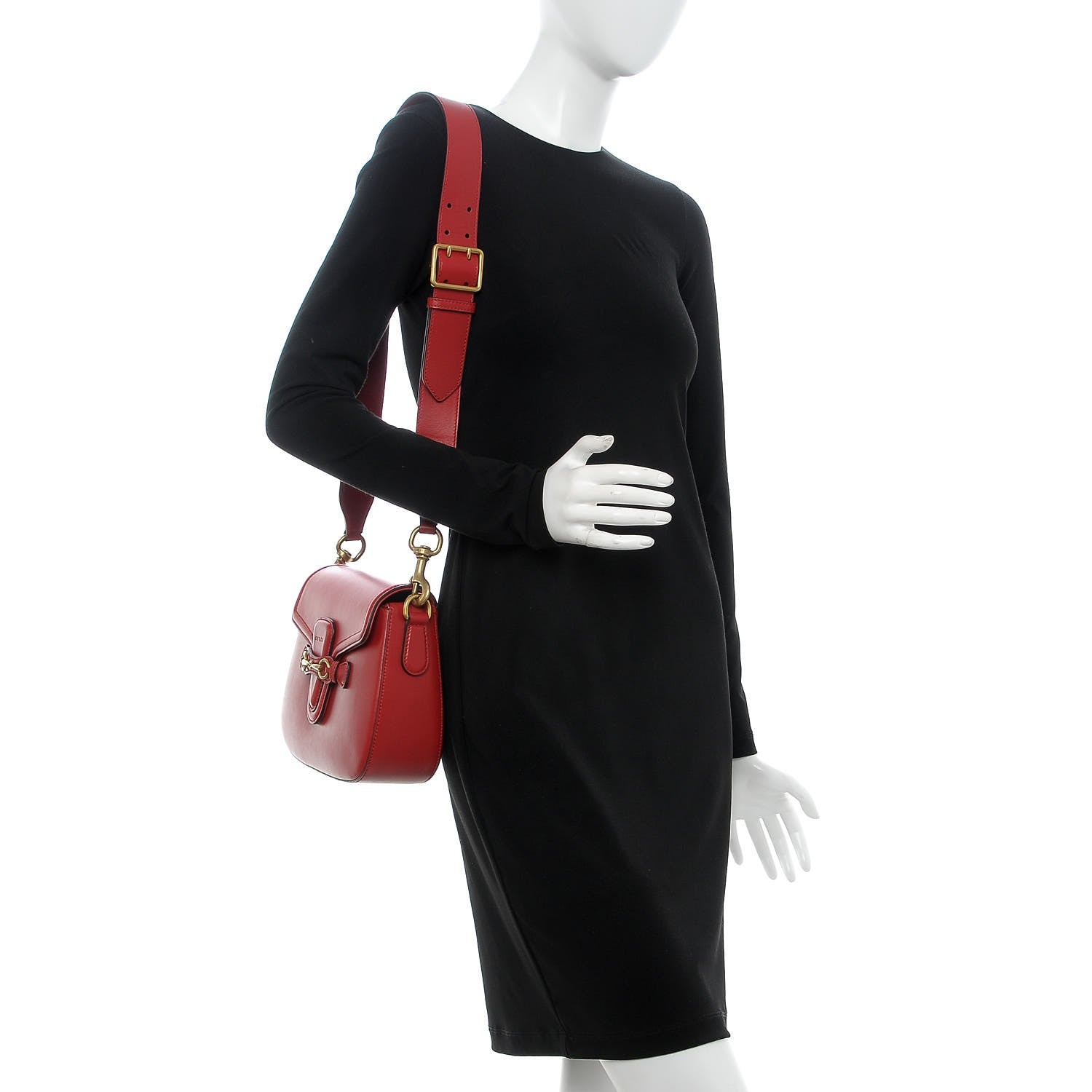 Gucci Ruinart Calfskin Medium Lady Web Shoulder Bag Hibiscus Red 3 of 11