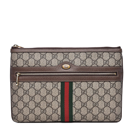 Gucci GG Supreme Monogram Large Ophidia Pouch Clutch Brown 1 of 11