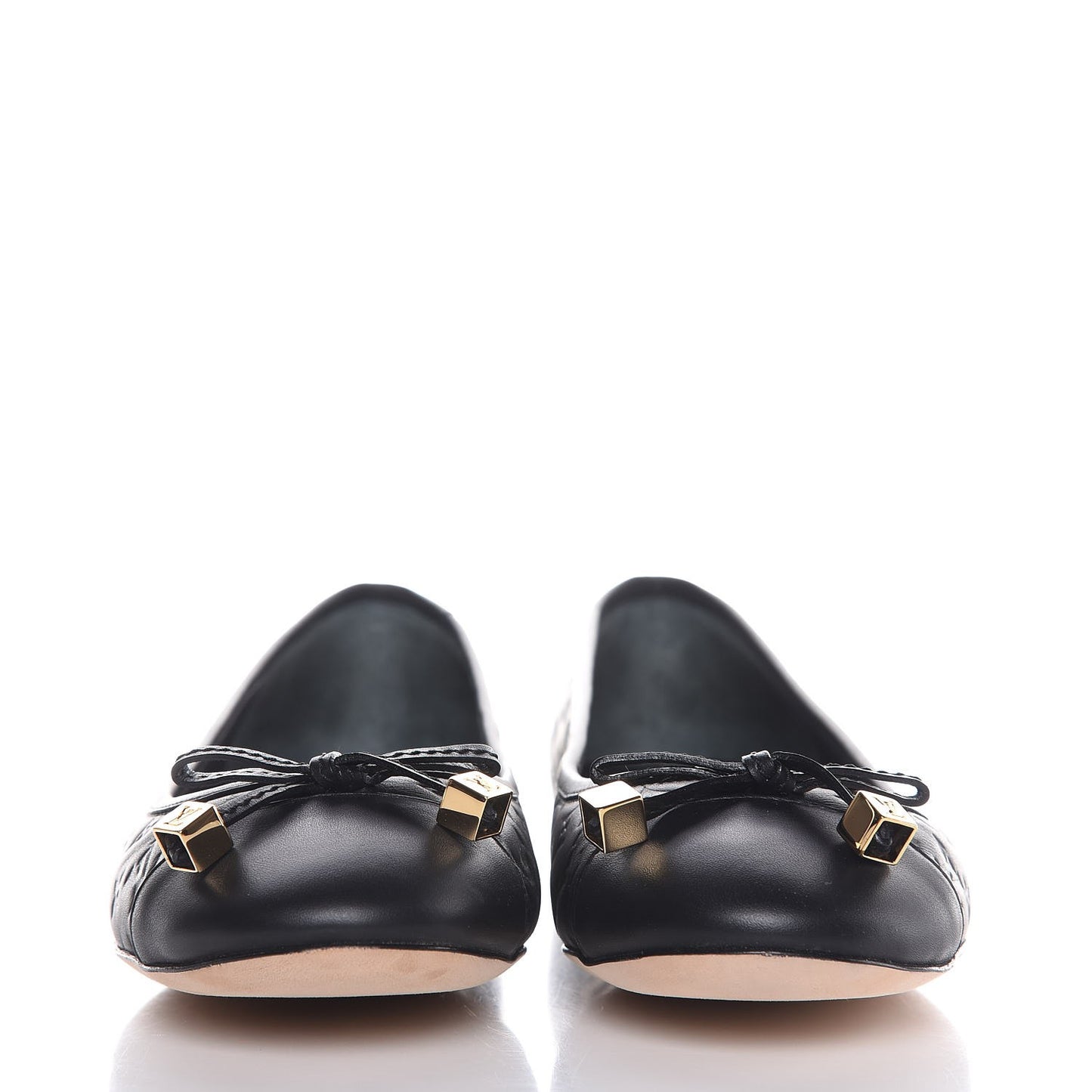 Calfskin Embossed Monogram Debbie Ballerina Flats 38.5 Black