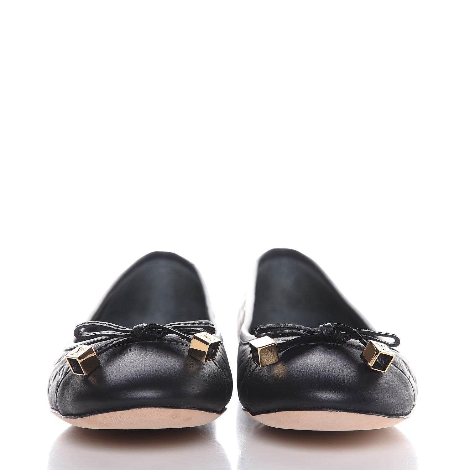 Louis Vuitton Calfskin Embossed Monogram Debbie Ballerina Flats 38.5 Black 2 of 11