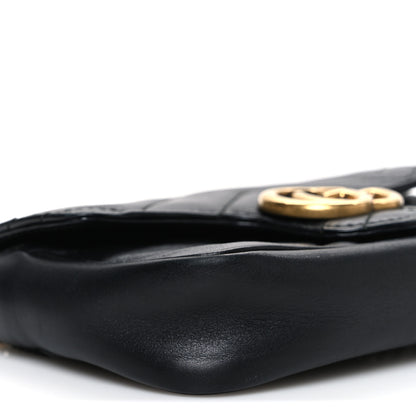 Gucci Calfskin Matelasse Super Mini GG Marmont Shoulder Bag Black 9 of 10
