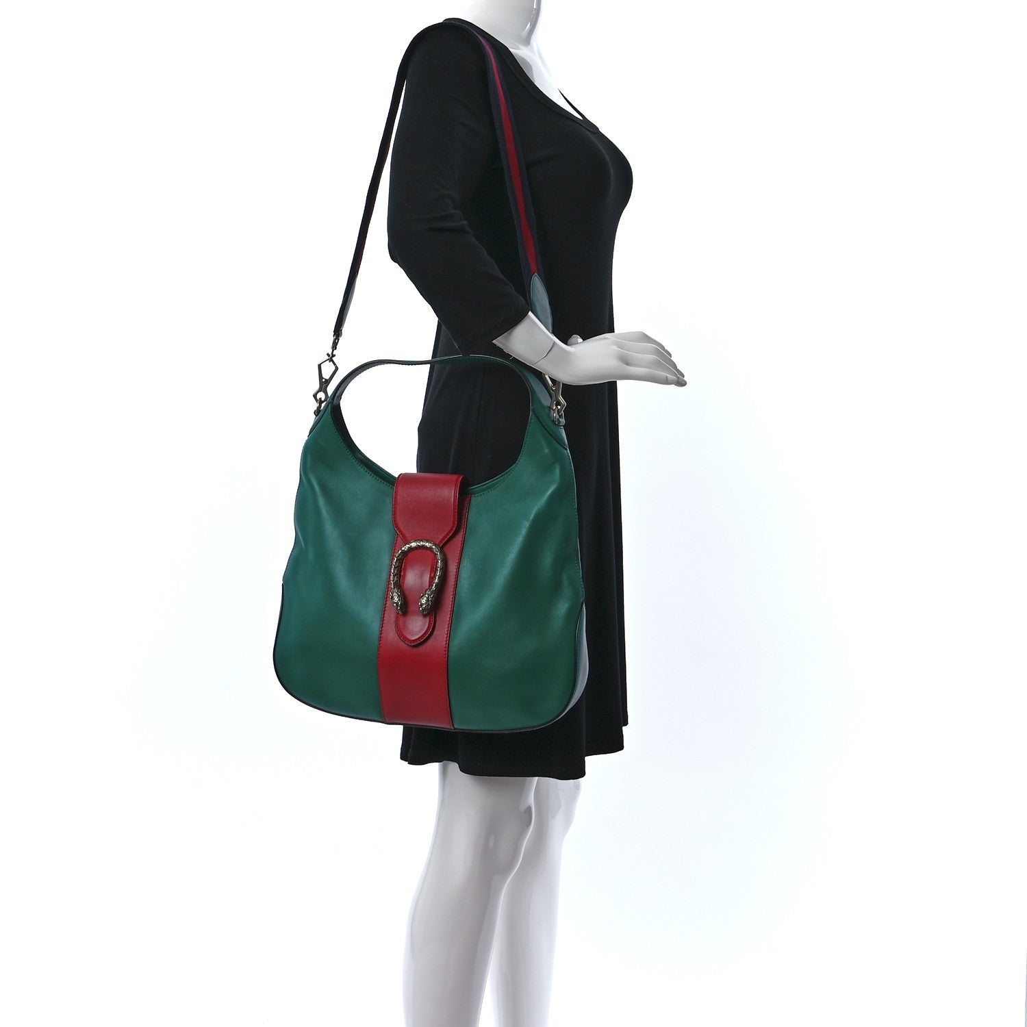 Gucci Calfskin Web Stripe Medium Dionysus Hobo Emerald 2 of 10