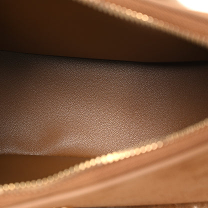 Celine Suede Calfskin Shearling Medium Strap Ava Triomphe Shoulder Bag Tobacco 5 of 14