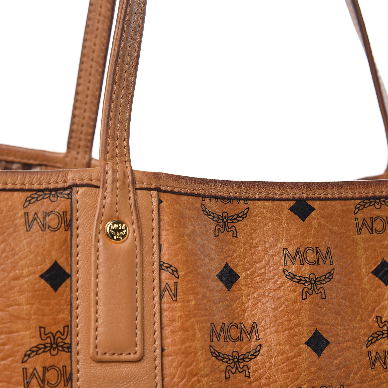 MCM Visetos Large Liz Reversible Shopper Tote Cognac 17 of 23