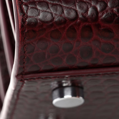 Saint Laurent Calfskin Crocodile Embossed Baby Sac De Jour Bordeaux 13 of 13