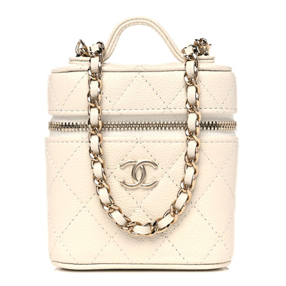 Chanel Caviar Quilted Small Handle With Care Vanity Case With Chain White 1 of 10