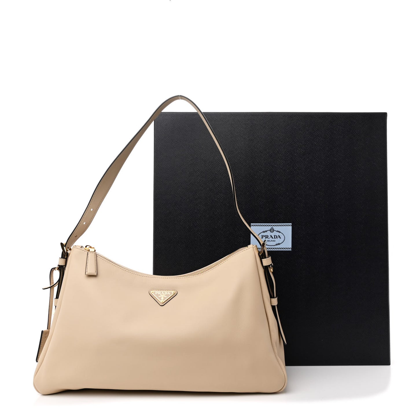 Soft Calfskin Large Aimée Shoulder Bag Travertine