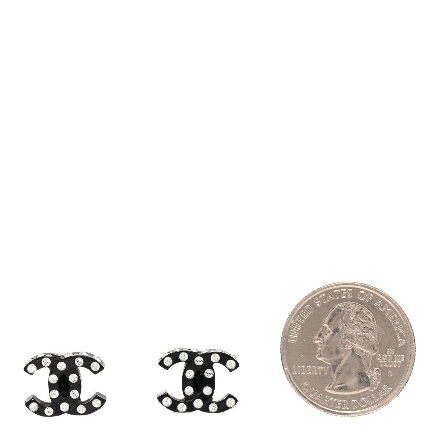 Chanel Resin Crystal CC Earrings Black 2 of 5