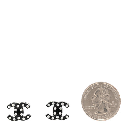 Chanel Resin Crystal CC Earrings Black 2 of 5