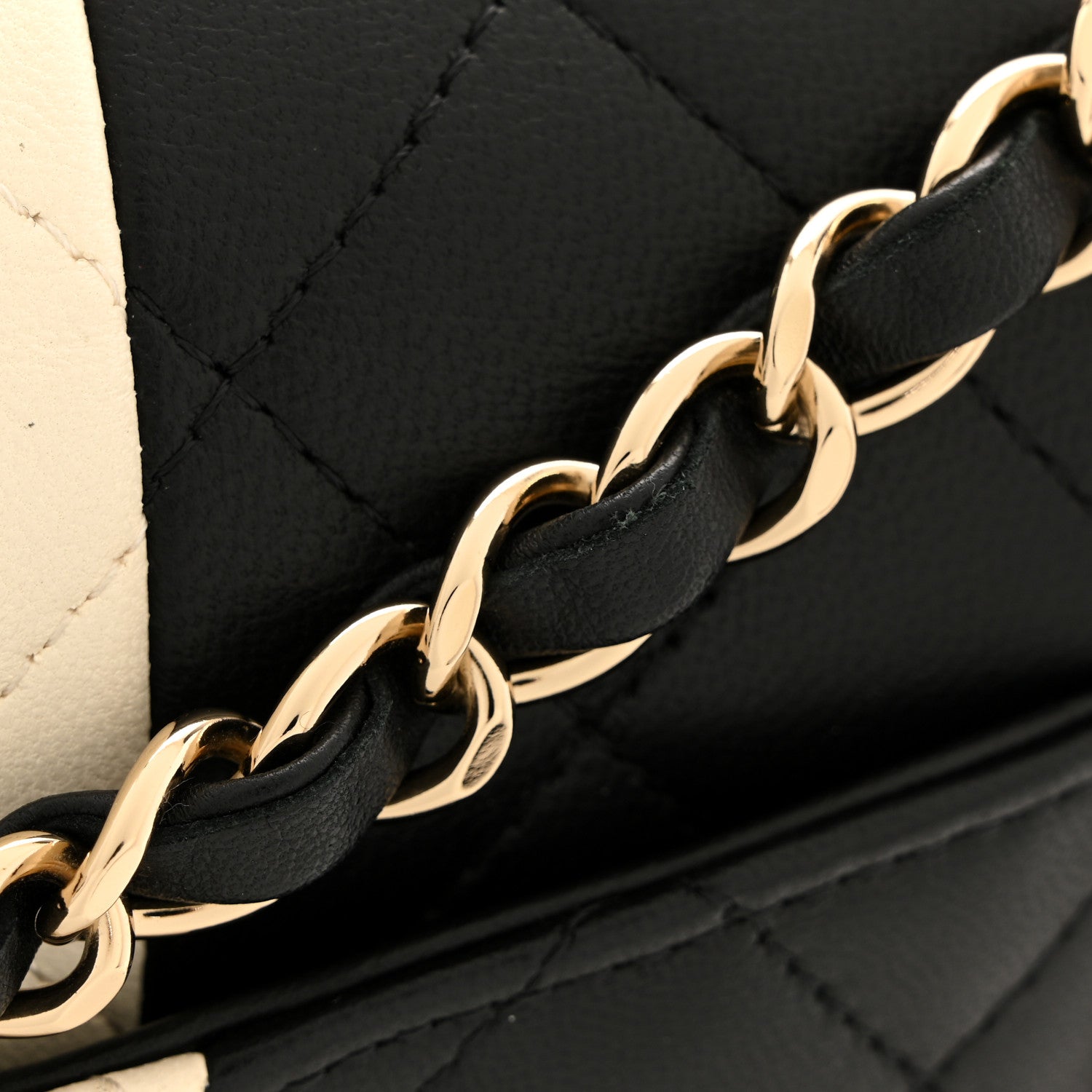 Chanel Lambskin Quilted Medium Double Flap Black White 13 of 15