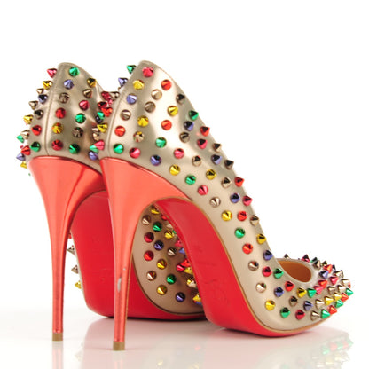 Christian Louboutin Specchio Calfskin Follies Spikes 120 Pumps Beige 39 Multicolor 5 of 10