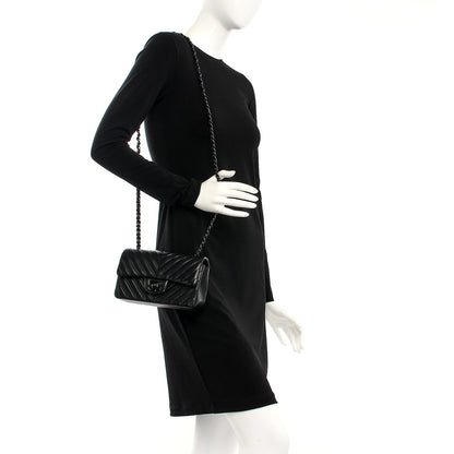 Chanel Lambskin Chevron Quilted Mini Rectangular Flap So Black 2 of 7