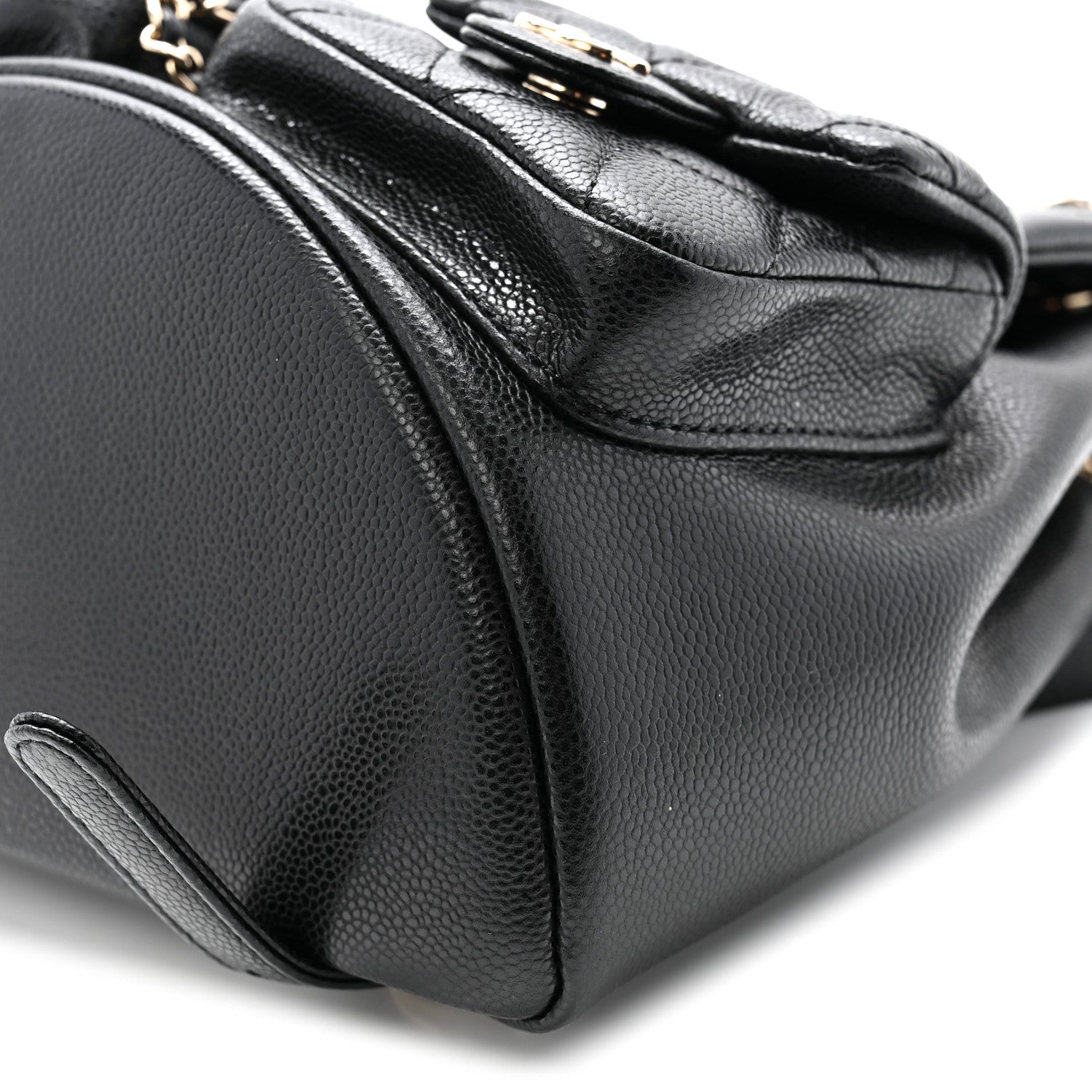 Chanel Shiny Caviar Quilted Medium Duma Pockets Drawstring Backpack Black 10 of 10