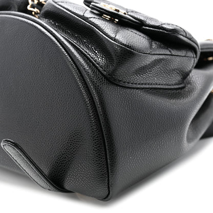 Chanel Shiny Caviar Quilted Medium Duma Pockets Drawstring Backpack Black 10 of 10