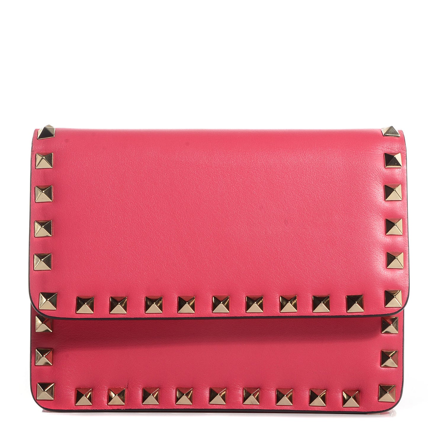 Vitello Rockstud Chain Flap Crossbody Bag Deep Rose