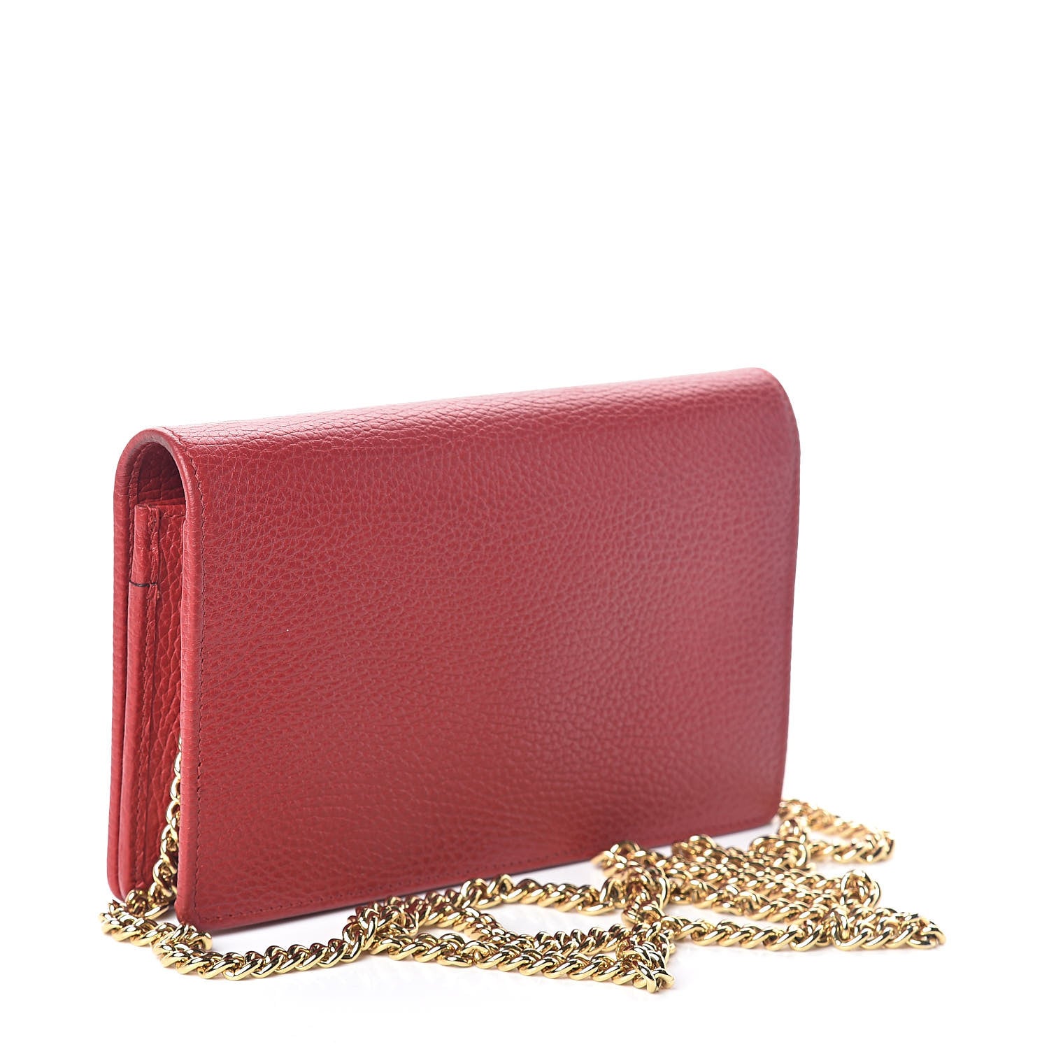 Gucci Dollar Calfskin Mini GG Marmont Chain Wallet Hibiscus Red 3 of 9