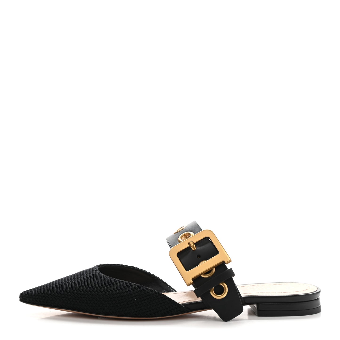 Technical Fabric D-Dior Ballerina Flat Mule 35 Black