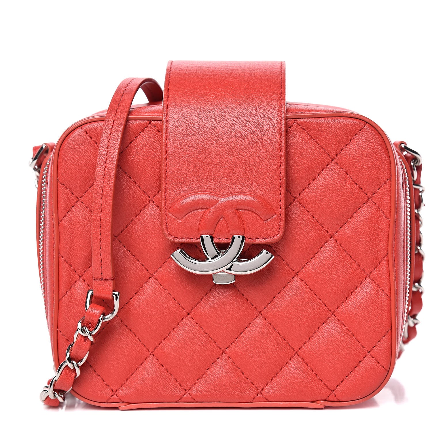 Chanel Lambskin Quilted Mini CC Box Camera Bag Red 1 of 12