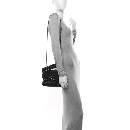 Valentino Garavani Craquele Nappa Medium Rockstud Spike Shoulder Bag Black 2 of 11