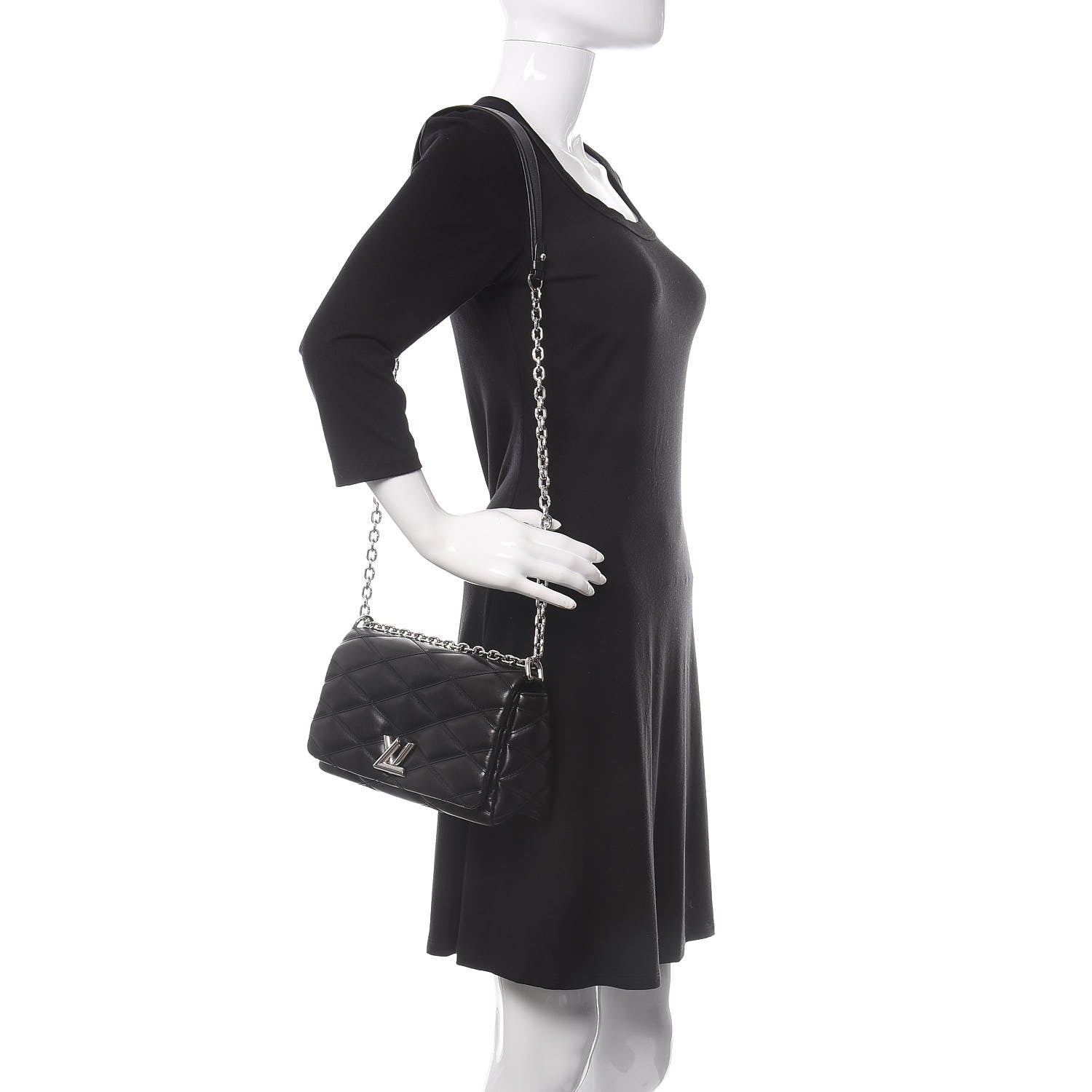 Louis Vuitton Lambskin Malletage GO-14 MM Black 2 of 11