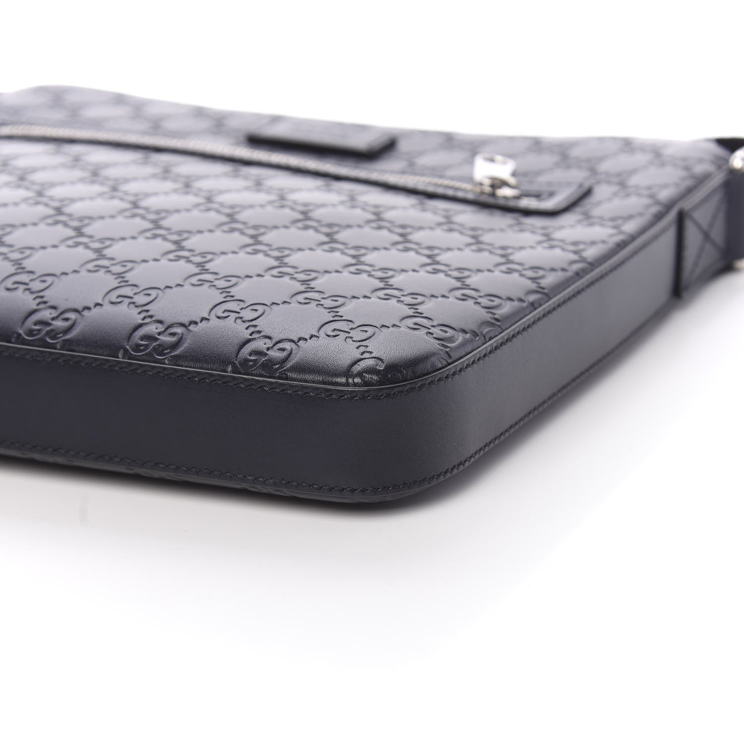 Gucci Guccissima Signature Medium Flat Messenger Bag Blue 9 of 10