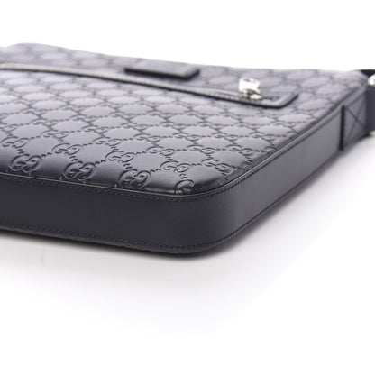Gucci Guccissima Signature Medium Flat Messenger Bag Blue 9 of 10