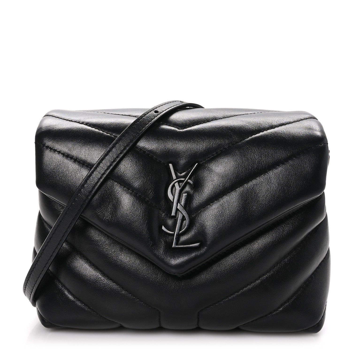 Saint Laurent Calfskin Y Quilted Monogram Monochrome Toy Loulou Crossbody Bag Black 1 of 10