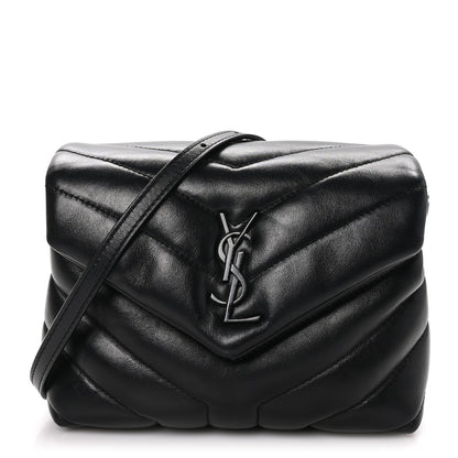 Saint Laurent Calfskin Y Quilted Monogram Monochrome Toy Loulou Crossbody Bag Black 1 of 10