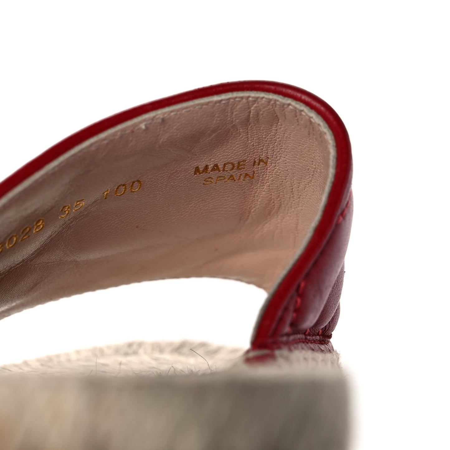 Nappa Matelasse GG Marmont Espadrille Slide Sandals 35 Hibiscus Red