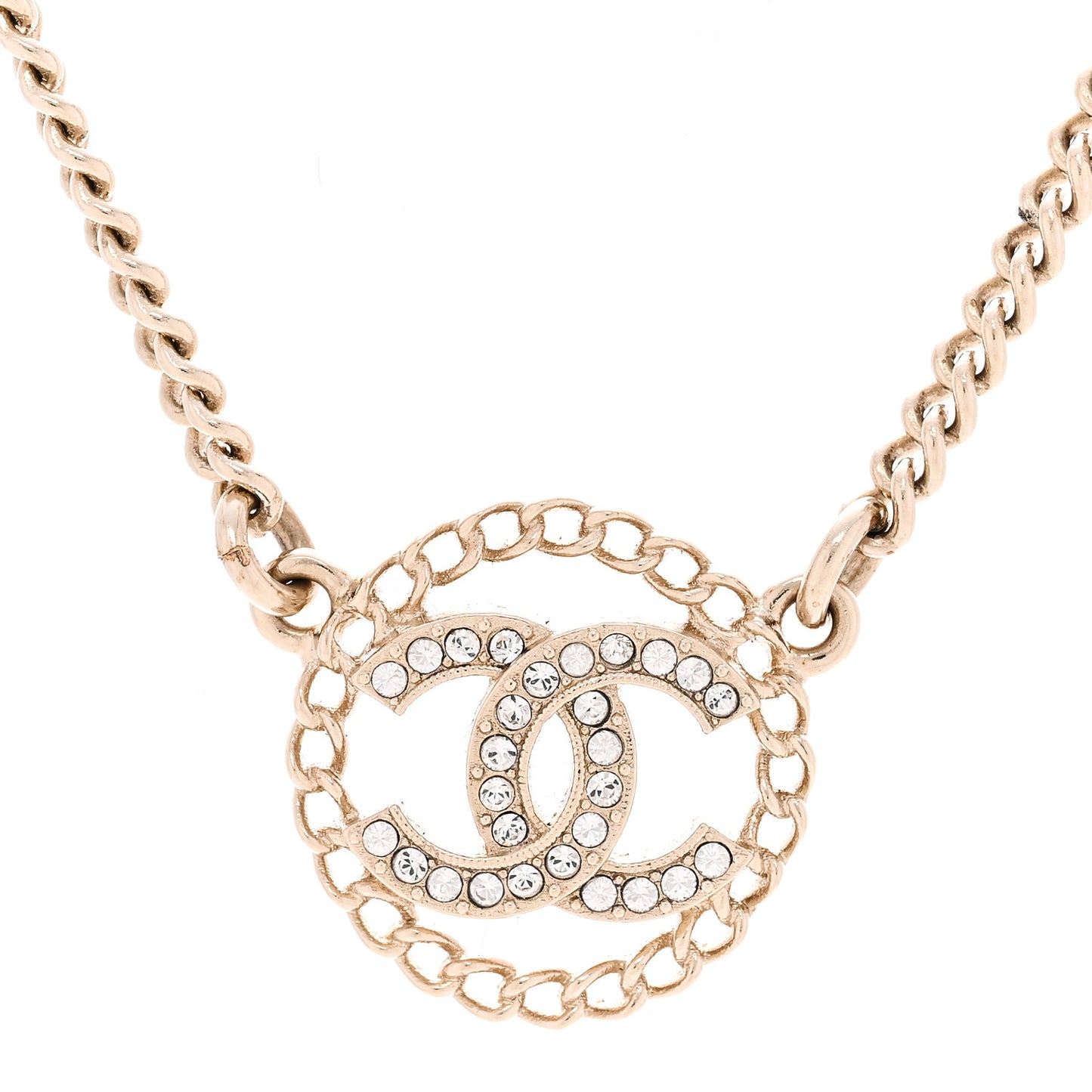 Crystal CC Round Pendant Necklace Gold