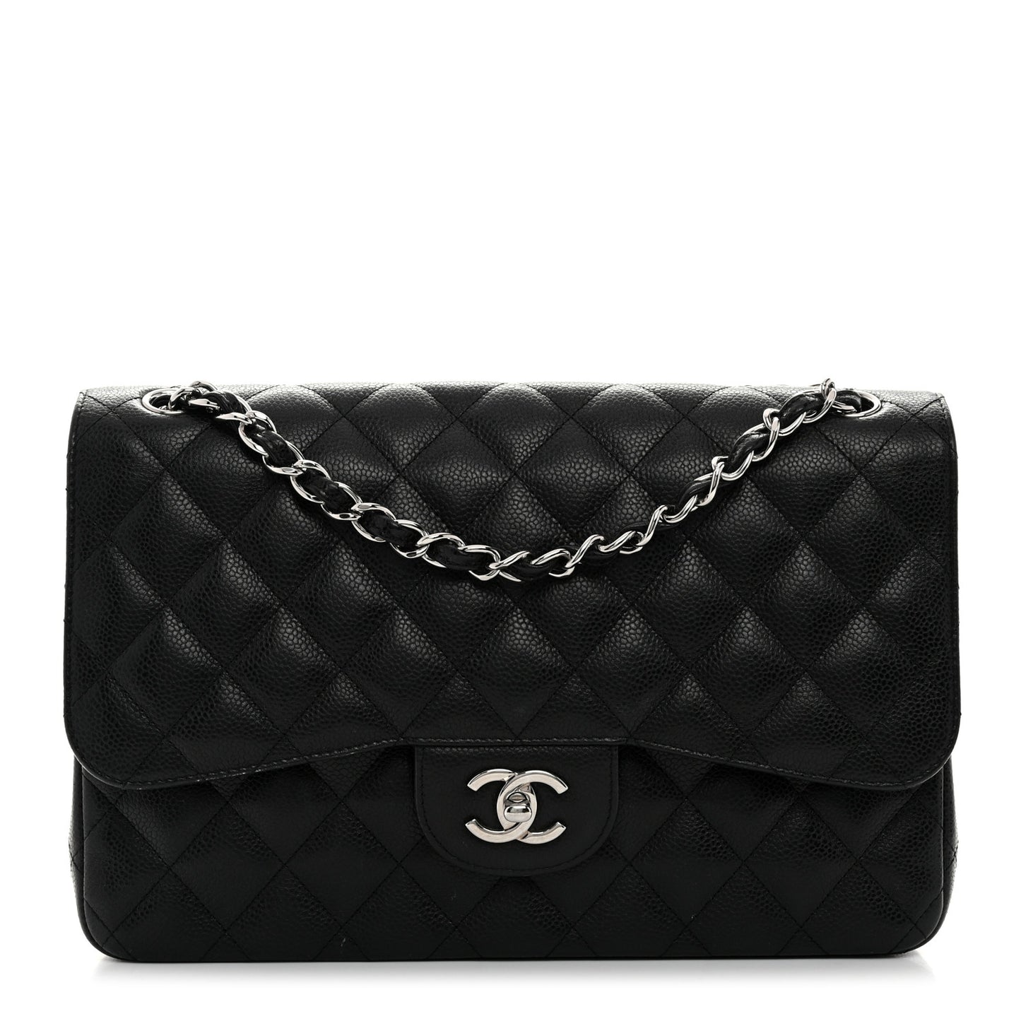 Caviar Quilted Jumbo Double Flap Black