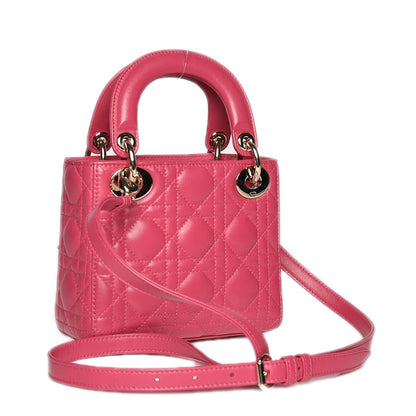 Christian Dior Lambskin Cannage Mini Lady Dior Fuchsia 3 of 8