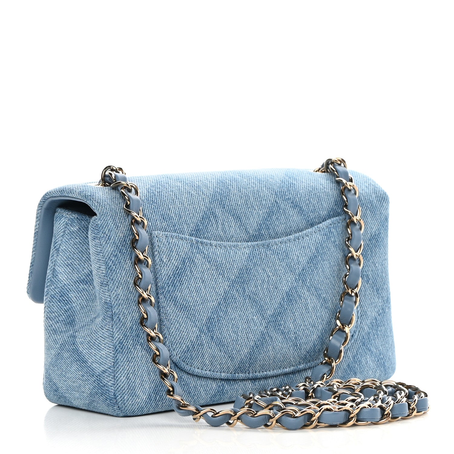 Chanel Denim Quilt Print Mini Rectangular Flap Light Blue 3 of 11