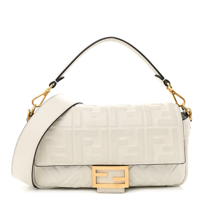 Fendi Nappa FF 1974 Embossed Baguette White 1 of 10
