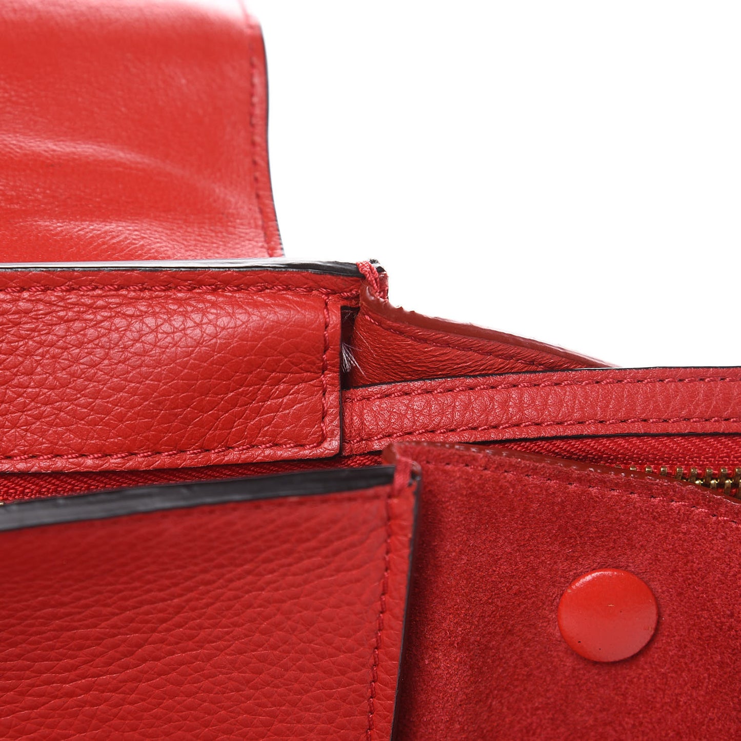 Drummed Calfskin Suede Medium Trapeze Coquelicot