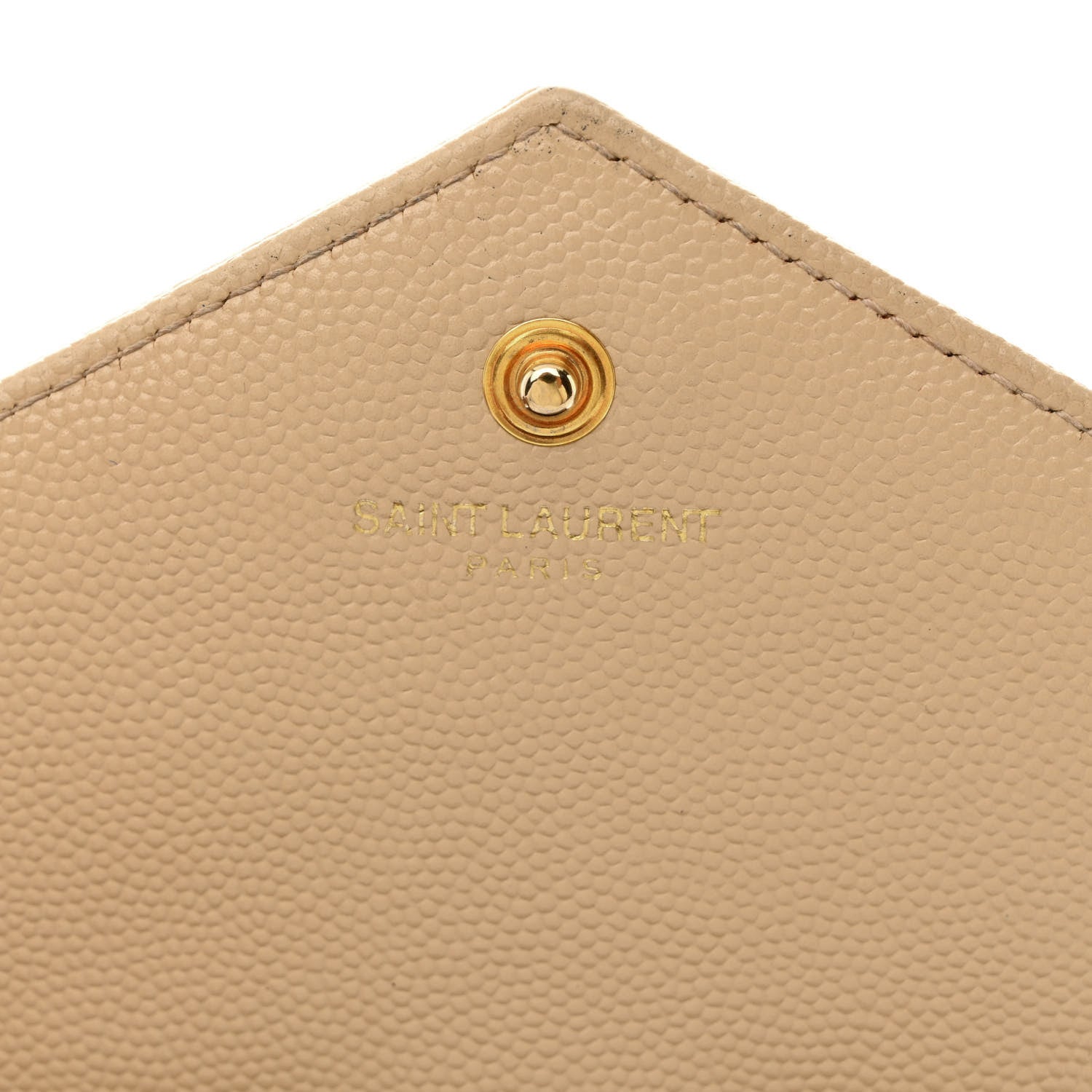 Saint Laurent Grain De Poudre Matelasse Chevron Monogram Chain Wallet Dark Beige 6 of 14